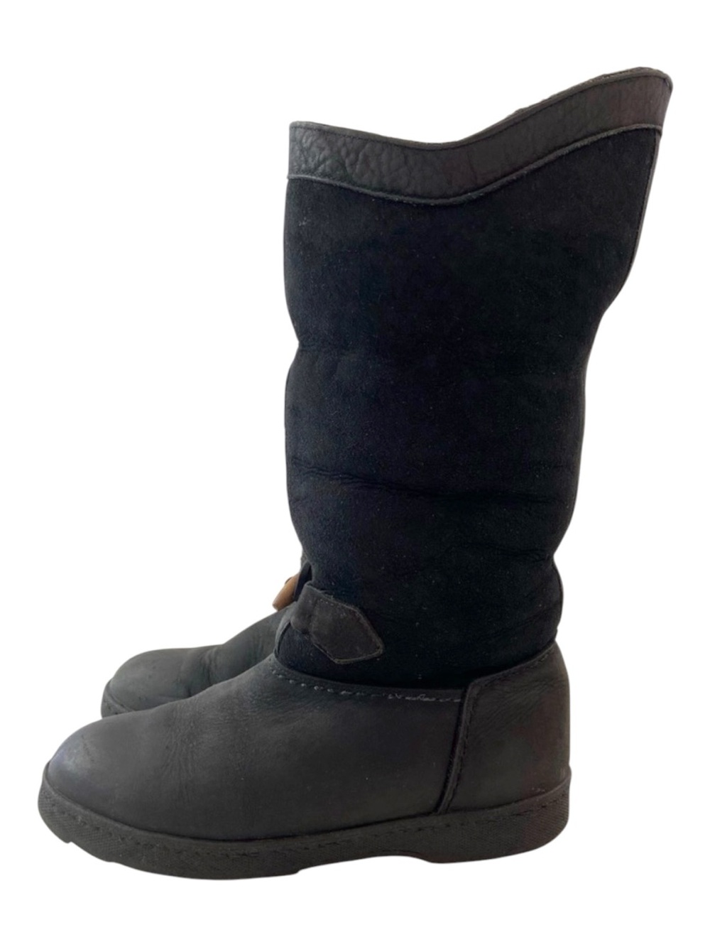 Sorel Women Black Leather Shearling Lined Snow Winter Boots Size 8